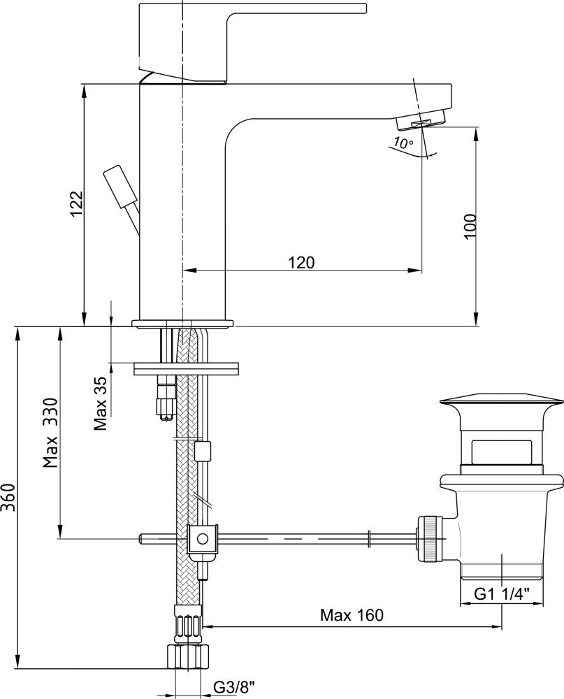 Приобрести смеситель для раковины e.c.a. nita 100мм 102188047ex