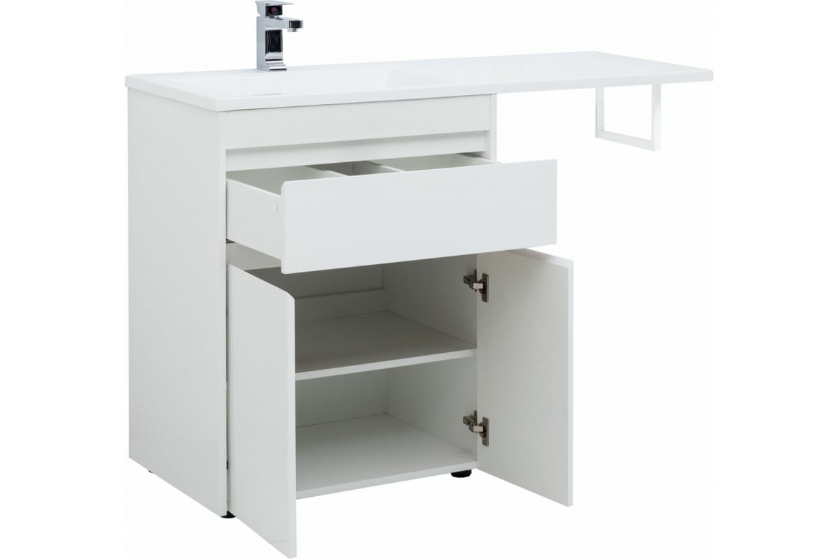Приобрести aquanet тумба с раковиной токио 68 см, белая (напольная, 1 ящик, 2 дверцы)