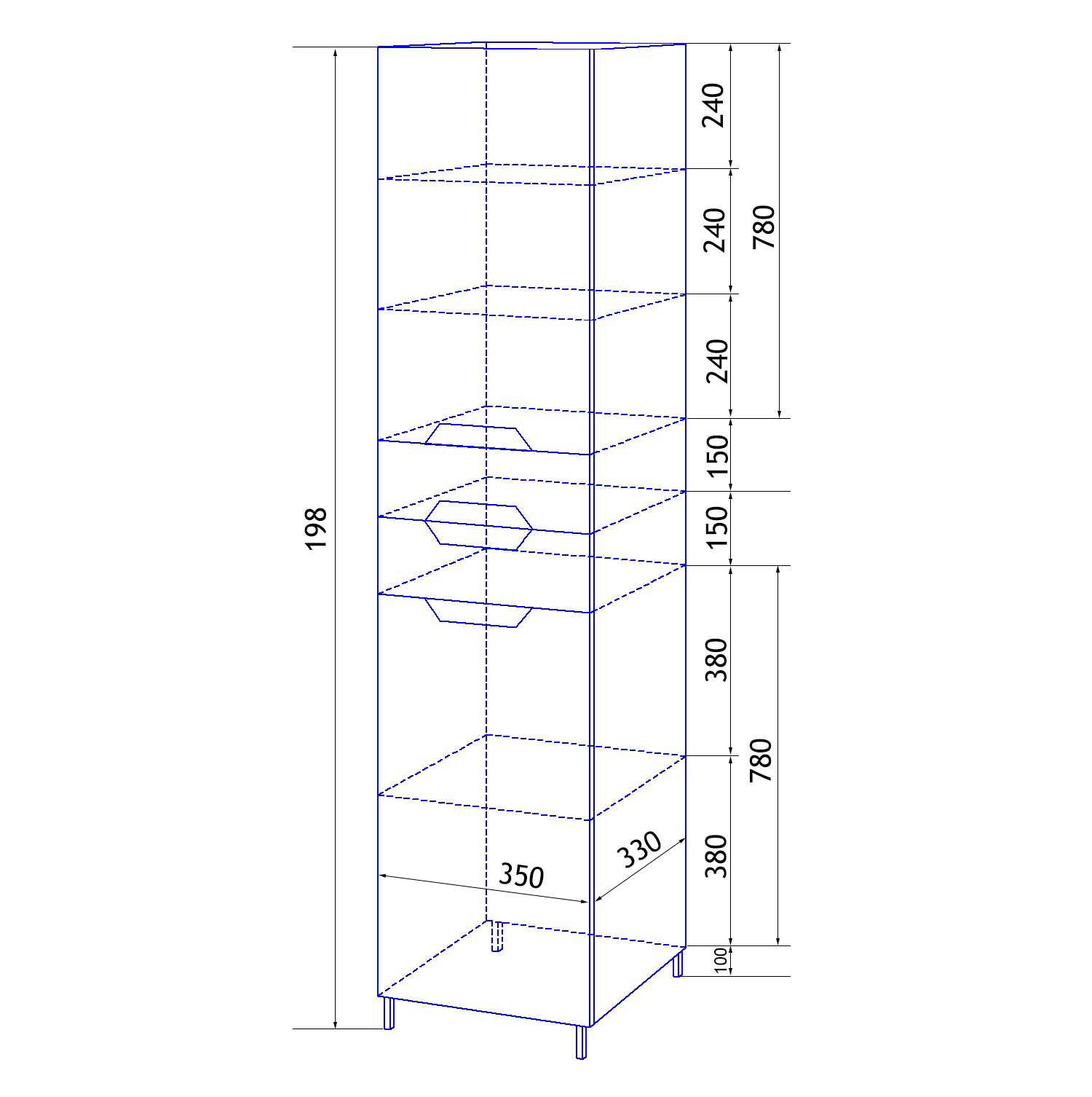 Приобрести loranto пенал стиль 35х197 см, левосторонний, белый (cs00024793)
