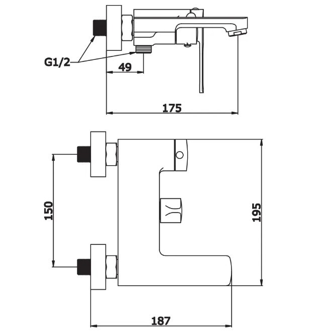 Приобрести смеситель для ванны vieir bacio с ручным душем, хром v293531