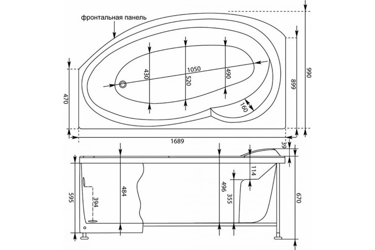 Приобрести aquanet акриловая ванна jersey 170x90 см, белая, левая