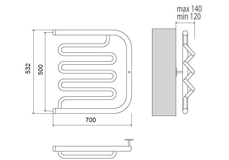 Приобрести полотенцесушитель 500х700 мм водяной terminus фокстрот лиана 4620768880995