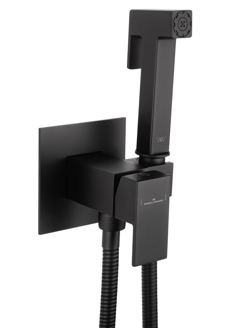 Приобрести смеситель с гигиеническим душем встраиваемый wonzon & woghand, черный матовый (ww-88829903-mb)