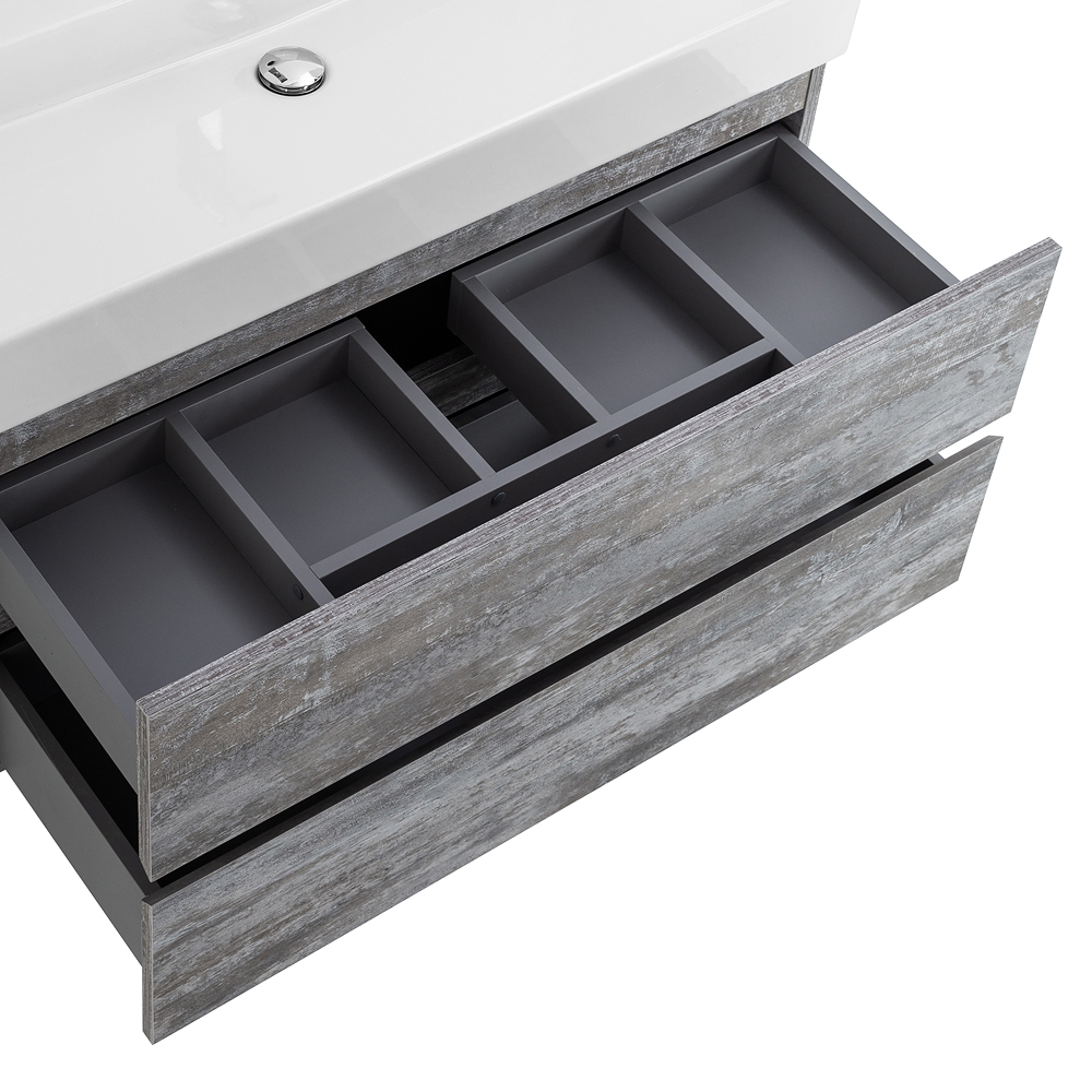 Приобрести cezares тумба подвесная с раковиной molveno 46 100 см legno grigio, серая molveno 46-100-2c-so-lg