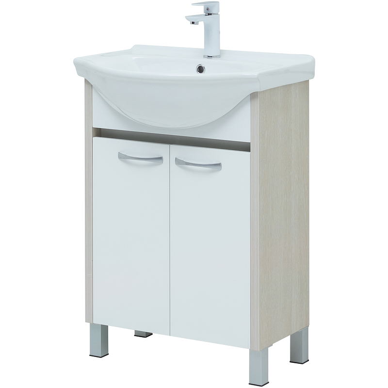 Приобрести aquanet тумба с раковиной донна 60 см, белая дуб/ белая (2 дверцы)