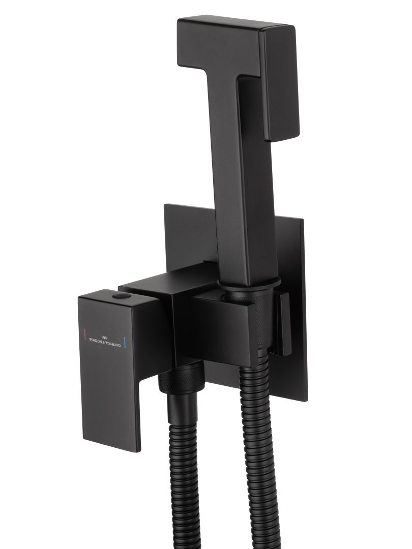 Приобрести смеситель с гигиеническим душем встраиваемый wonzon & woghand, черный матовый (ww-88829903-mb)