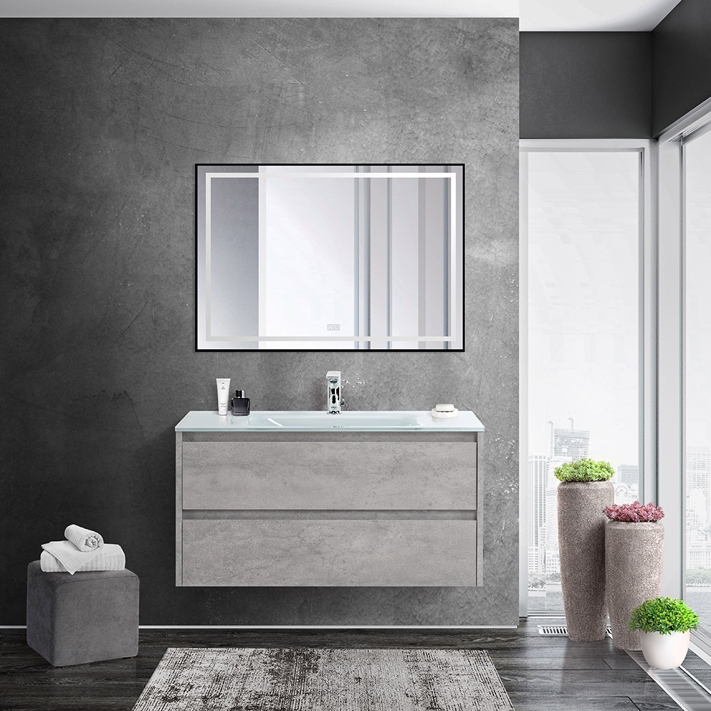 Приобрести belbagno тумба с раковиной kraft 90 см, подвесная cemento grigio, стеклянная раковина