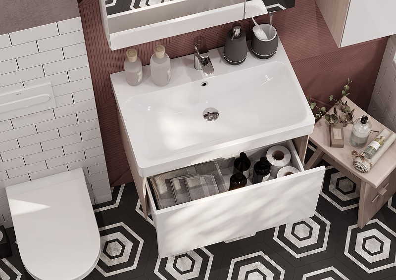 Приобрести тумба подвесная акватон асти 70 с раковиной, белый / ясень шимо