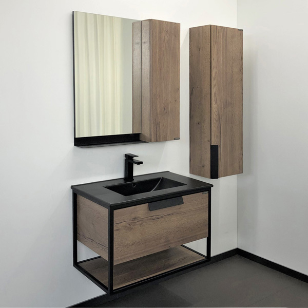 Приобрести сomforty тумба с раковиной "бонн-75" дуб темный, черная раковина