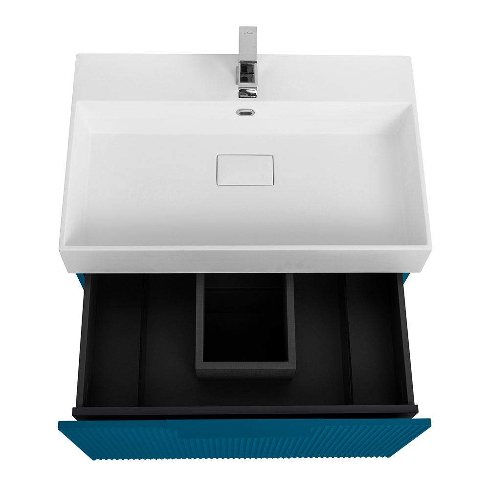 Приобрести cezares тумба подвесная с раковиной premium 70 см plisse blu petrolio, голубая 55438