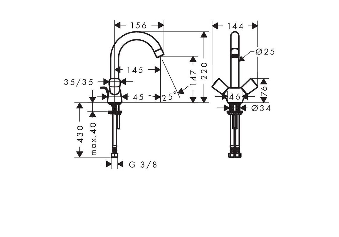 Приобрести 71222000 logis смеситель для раковины c двумя рукоятками с донным клапаном