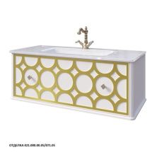 Caprigo Тумба с раковиной CAPRICE 100 см, белая/золото, эмаль