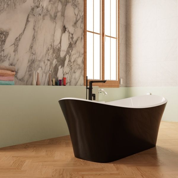 Приобрести frank акриловая ванна f6104 white/black,170х75 см, отдельностоящая