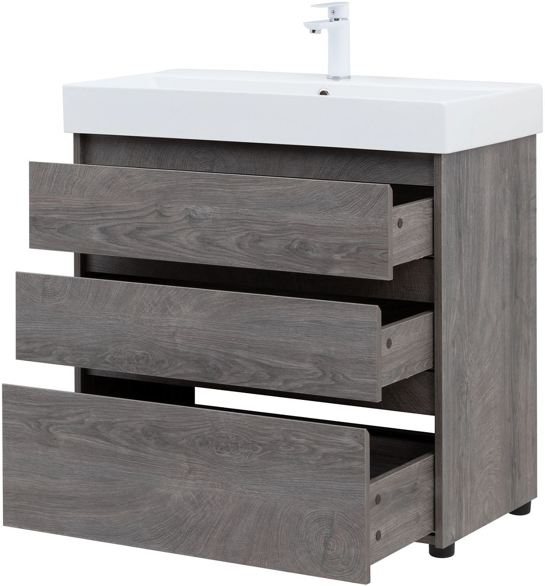 Приобрести aquanet тумба с раковиной nova lite 85 см, дуб рошелье (3 ящика)