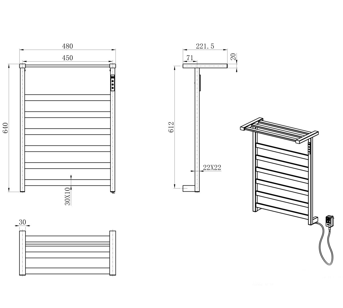 Приобрести полотенцесушитель электрический wonzon & woghand frankfurt, брашированное золото (ww-a1026-bg)