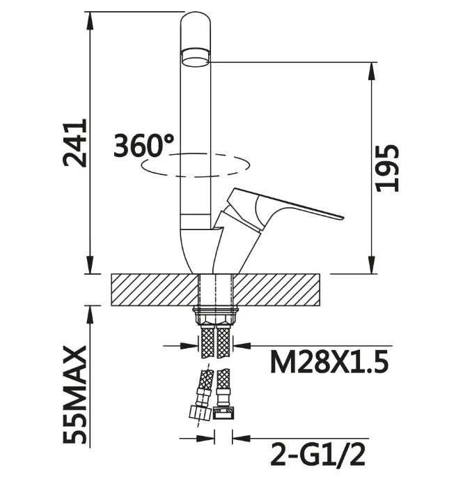 Приобрести смеситель для кухни vieir sist 241мм, терракотовый v063521m