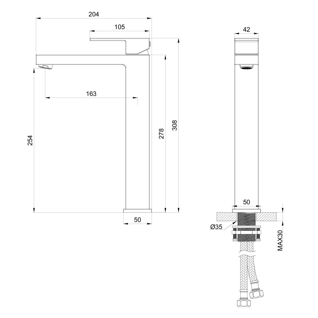 Приобрести смеситель для раковины высокий wonzon & woghand cube, хром (ww-88239016-cr)