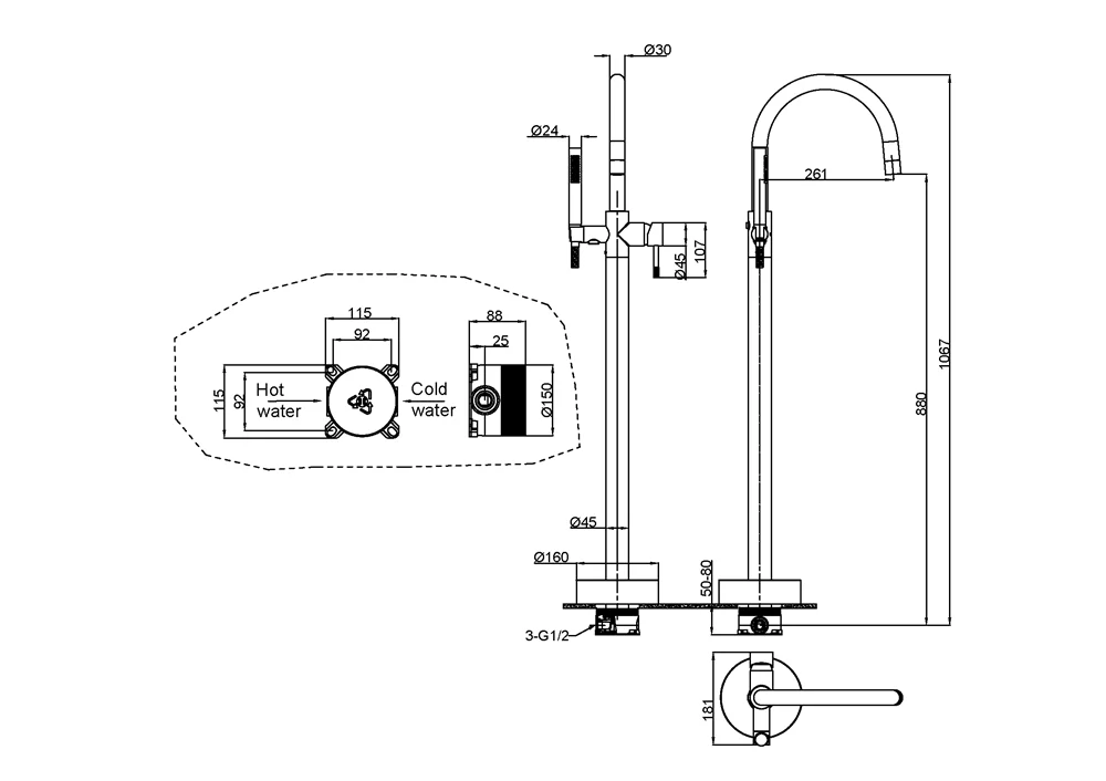 Приобрести boheme смеситель для ванны uno, напольный, золото 469-g