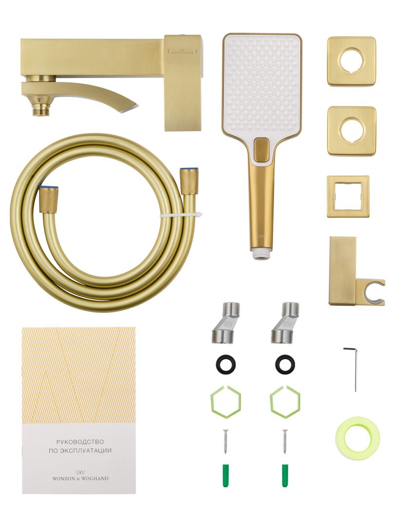 Приобрести смеситель для ванны с душем wonzon & woghand fit, брашированное золото (ww-88639009-bg)