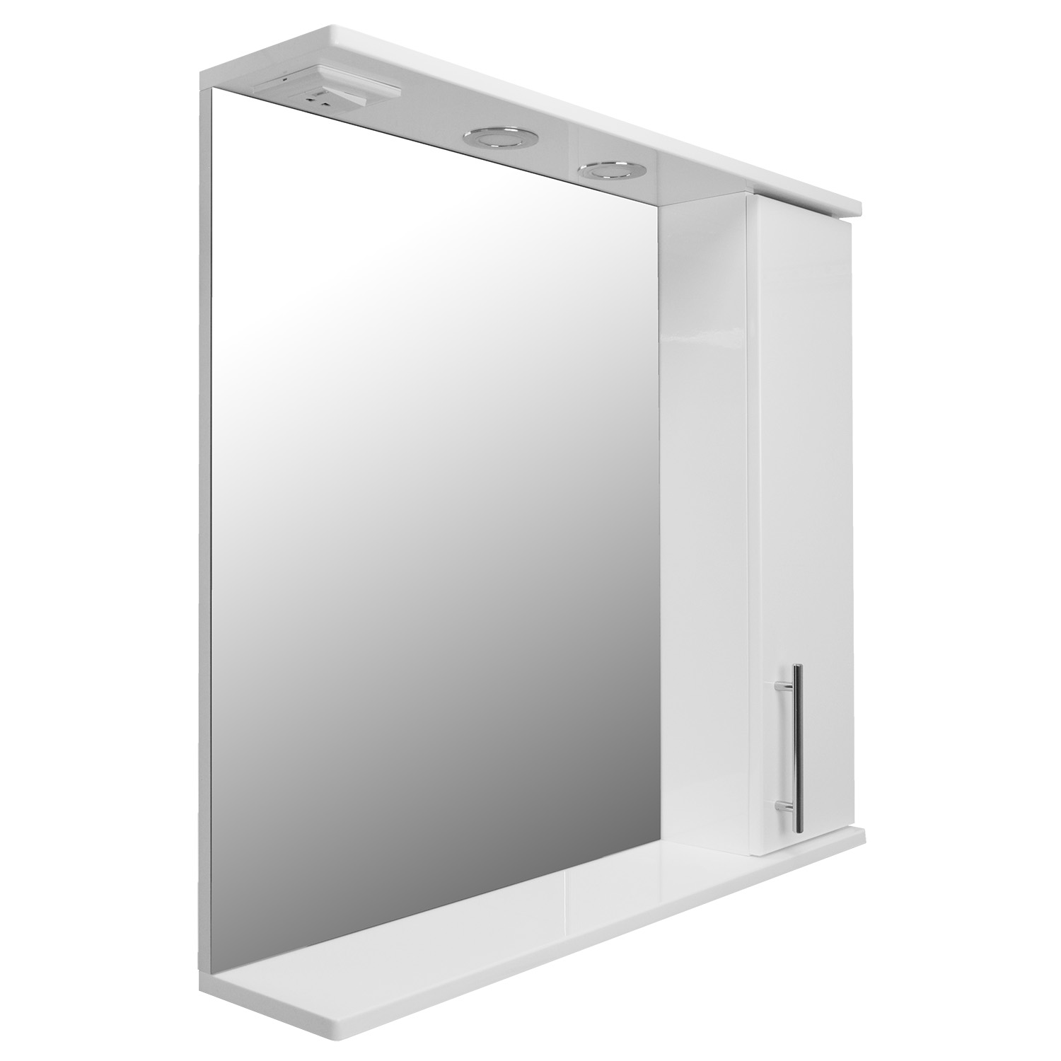 Приобрести loranto зеркало-шкаф karina 80 80х74 см, с подсветкой, правостороннее, белое (cs00086510)