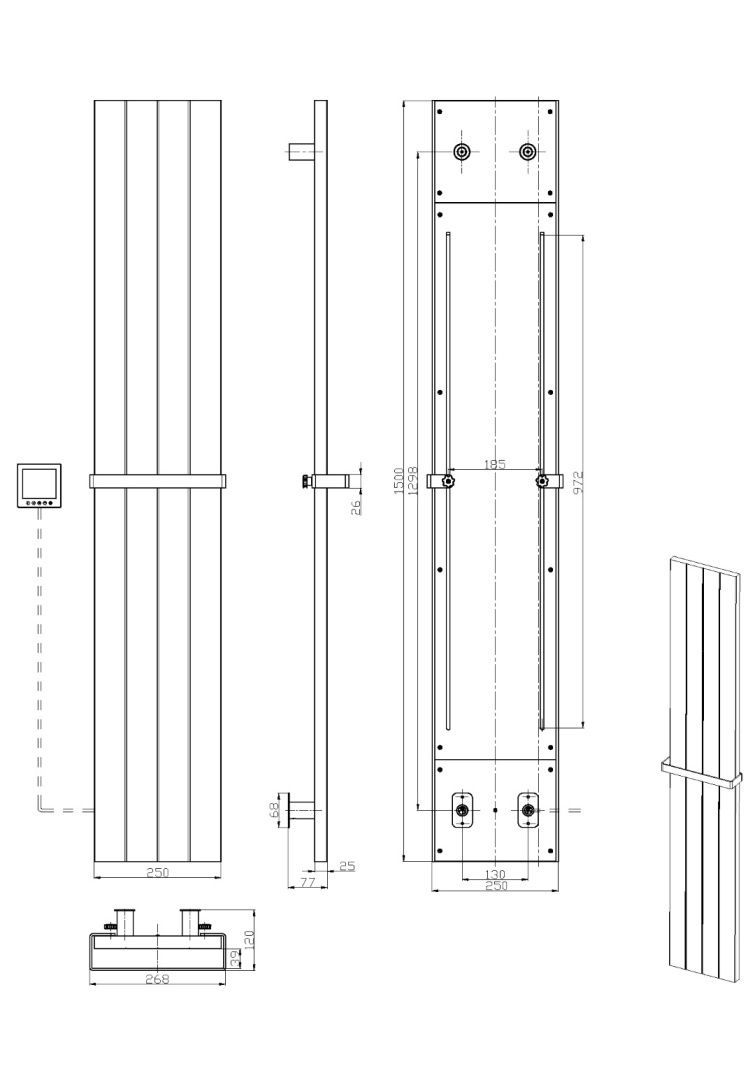 Приобрести boheme полотенцесушитель flat 26х150 см, электрический, матовое золото 725-mg