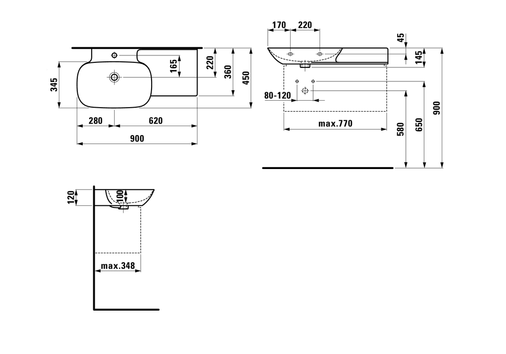 Приобрести раковина столешница laufen ino 90 см 8.1330.2.000.104.1