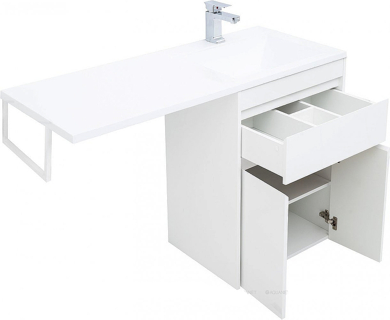 Приобрести aquanet тумба с раковиной токио 58 см, белая (напольная, 1 ящик, 2 дверцы)
