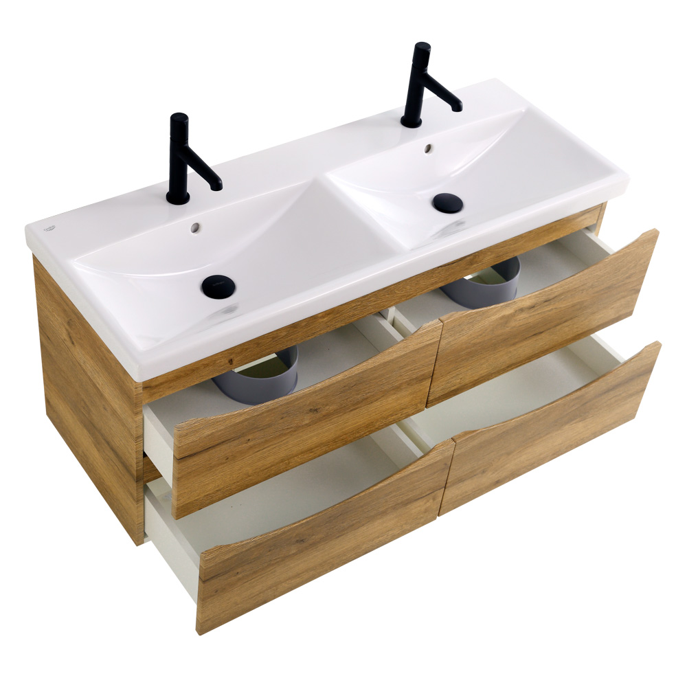 Приобрести belbagno тумба с раковиной marino-cer 120 см, подвесная с ящиками rovere rustico, белая раковина