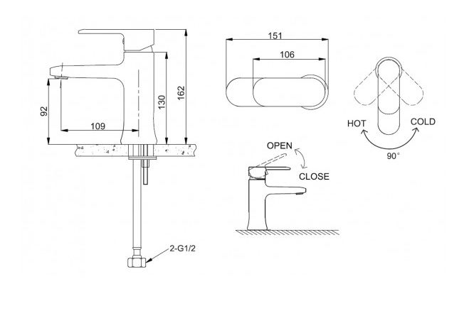 Приобрести смеситель для раковины bravat opal f1125183cp-rus