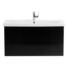 BelBagno Тумба с раковиной MARINO-CER 80 см, подвесная Nero Lucido, белая раковина