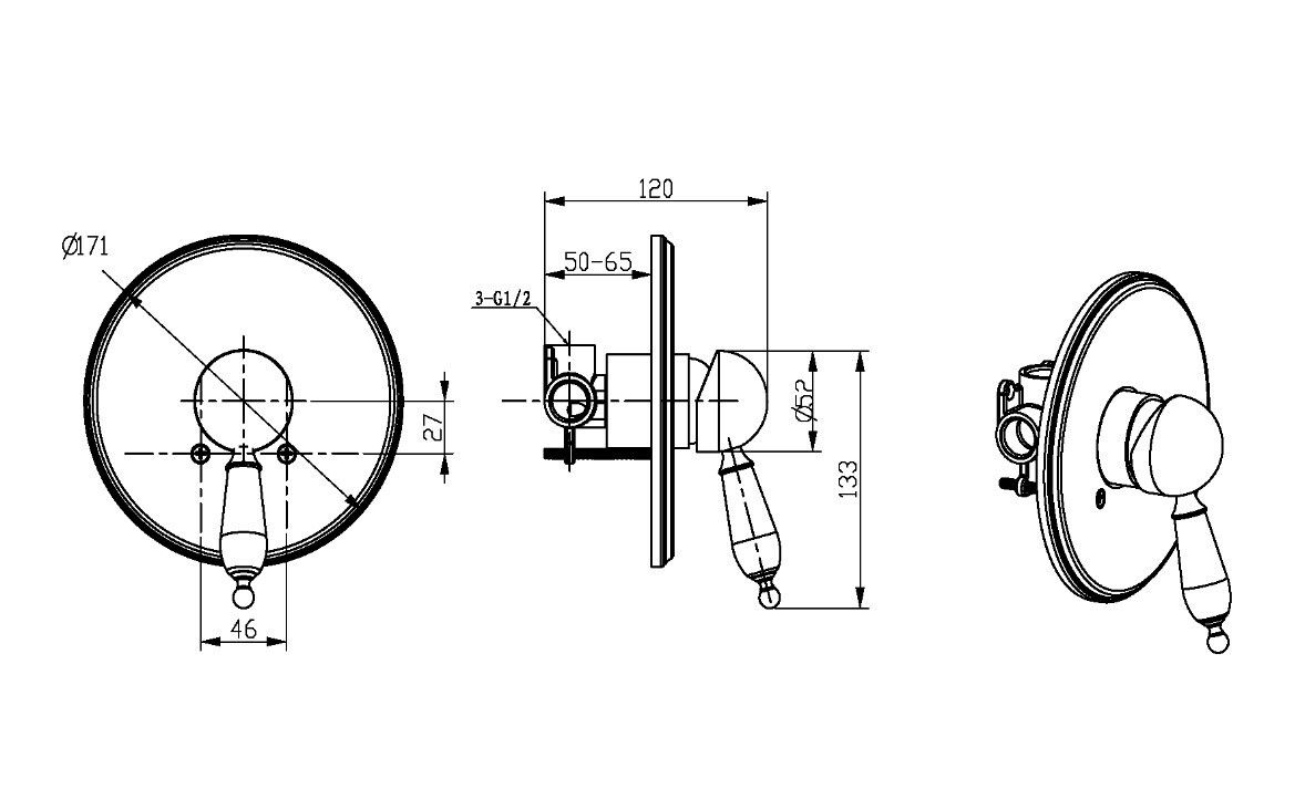 Приобрести boheme смеситель для душа medici ripresa, встраиваемый, бронза\черные кристаллы 305-bsw
