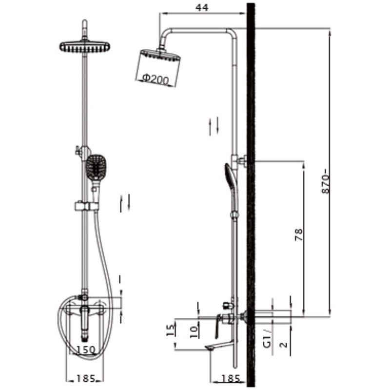 Приобрести душевая система vieir, chiaro 870 мм, хром v333562