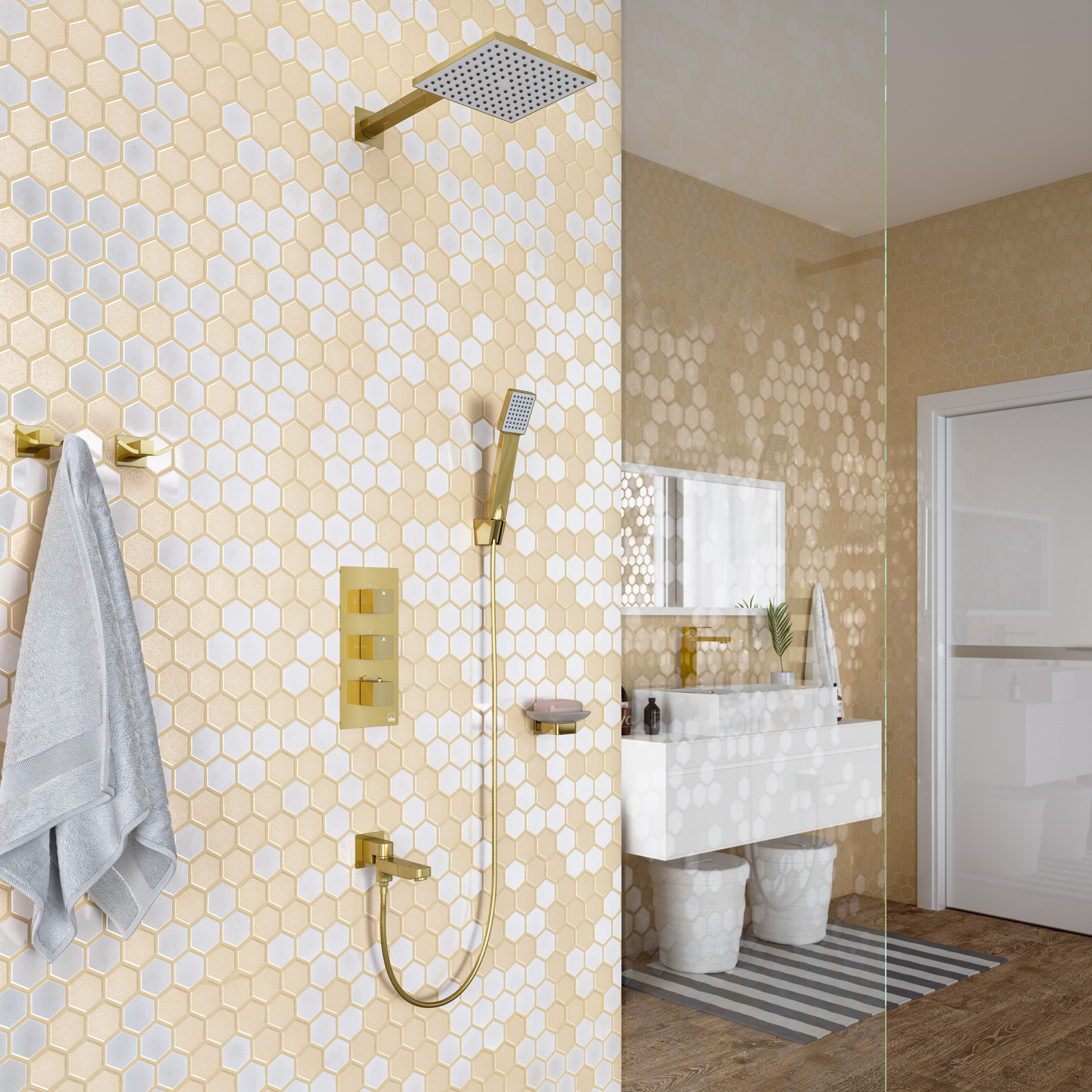 Приобрести душевая система встроенная с термостатом timo tetra-thermo sx-0199/17sm золото матовое