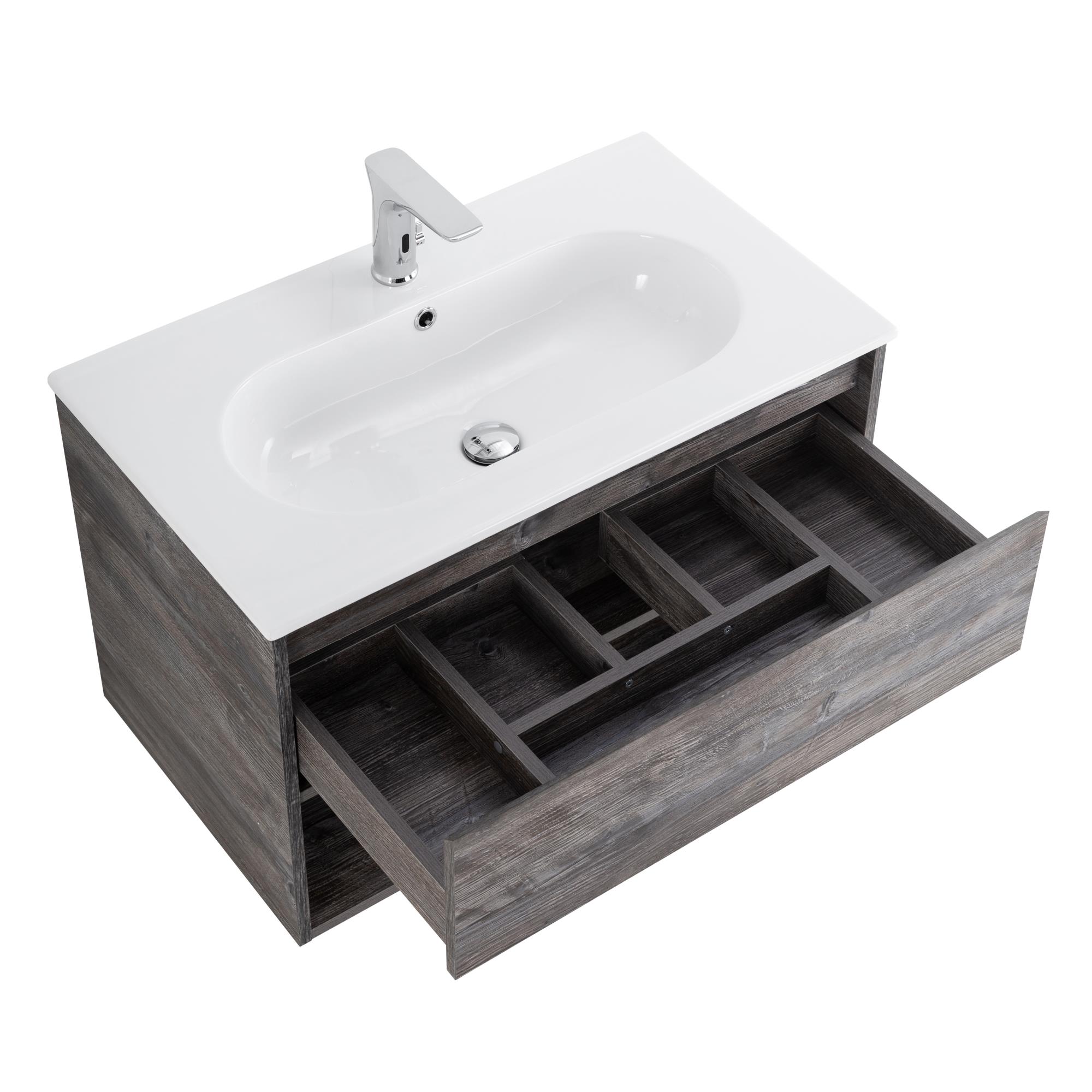 Приобрести belbagno тумба c раковиной kraft 80 см, с одним ящиком и полкой, подвесная pino pasadena, белая раковина