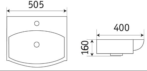 Приобрести раковина подвесная ceramalux 50 см 78014c