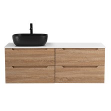 BelBagno Тумба со столешницей ETNA 120 см, подвесная Rovere Bianco, раковина слева