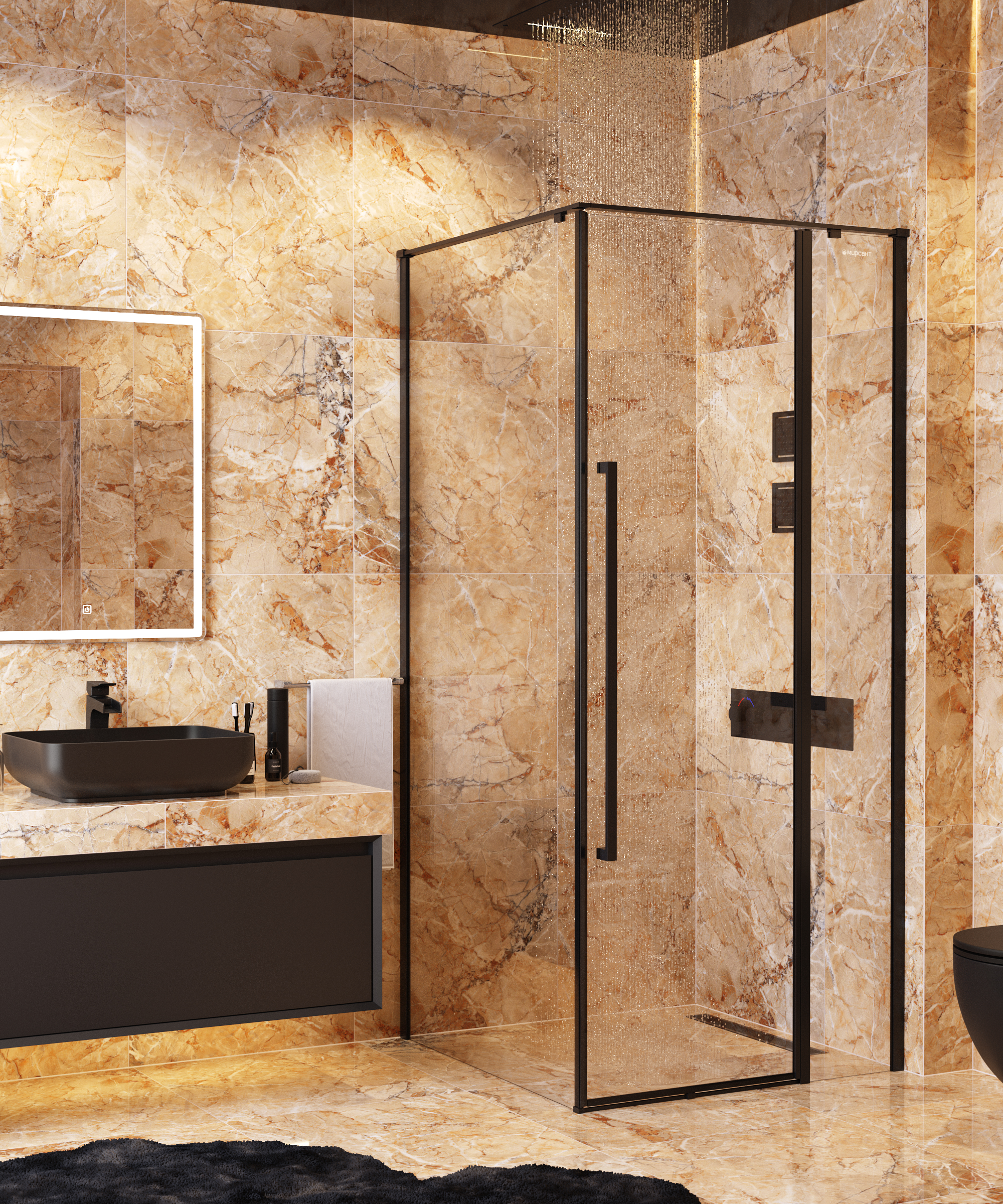 Приобрести mirsant душевое ограждение next black 90х90 см, черное ут000057529