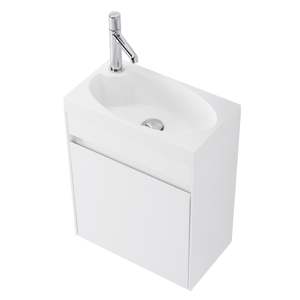 Приобрести belbagno тумба с раковиной pietra mini 46 см, подвесная с дверью 46-r bianco lucido, белая раковина
