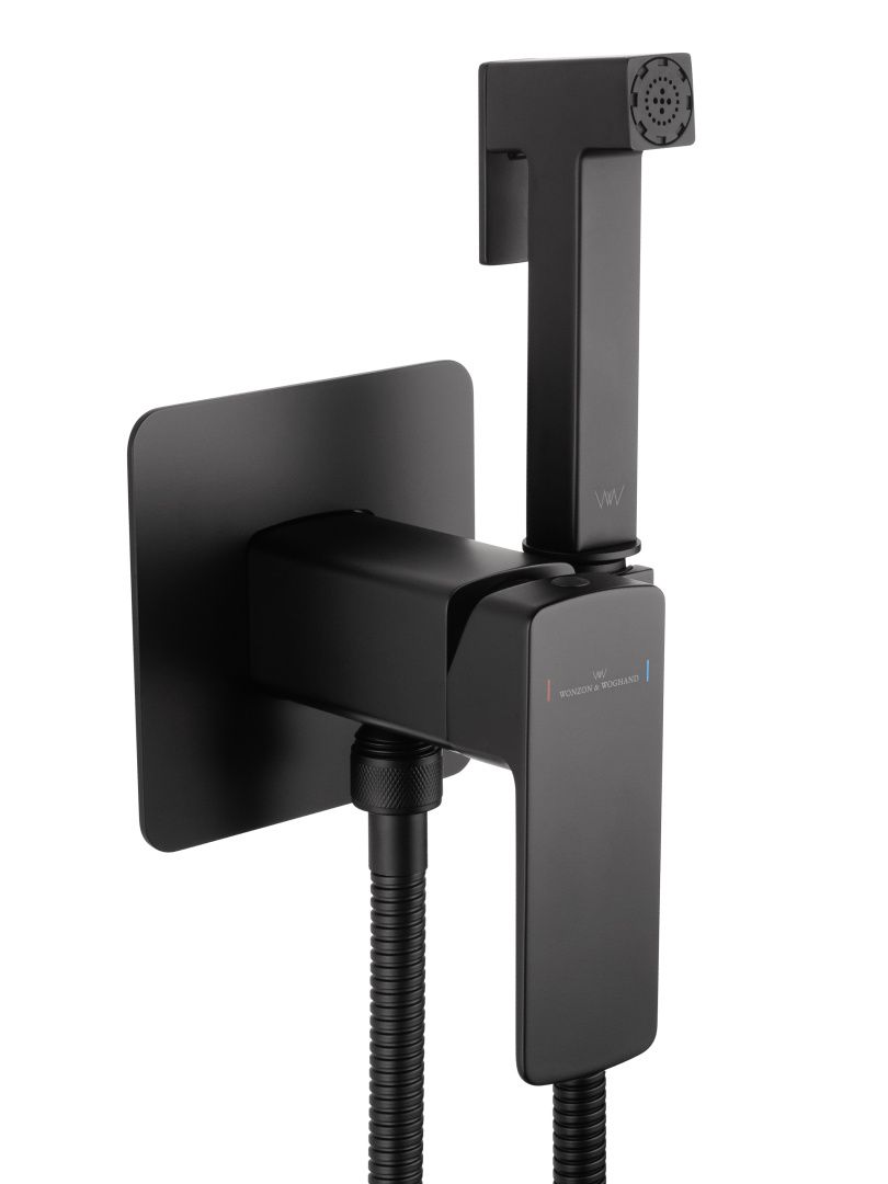 Приобрести смеситель с гигиеническим душем встраиваемый wonzon & woghand edge, черный матовый (ww-88829003-mb)