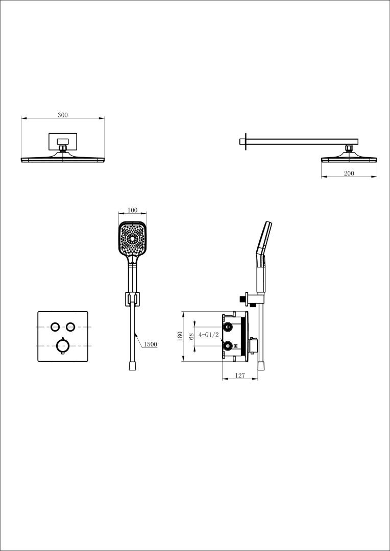 Приобрести душевая система с термостатом встраиваемая wonzon & woghand, брашированное золото (ww-d2017-b-bg)