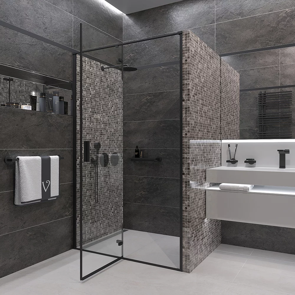 Приобрести veconi душевая дверь vianno 90х195 см, черный, прозрачное vn73b-90-01-c4