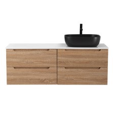 BelBagno Тумба со столешницей ETNA 120 см, подвесная Rovere Bianco, раковина справа