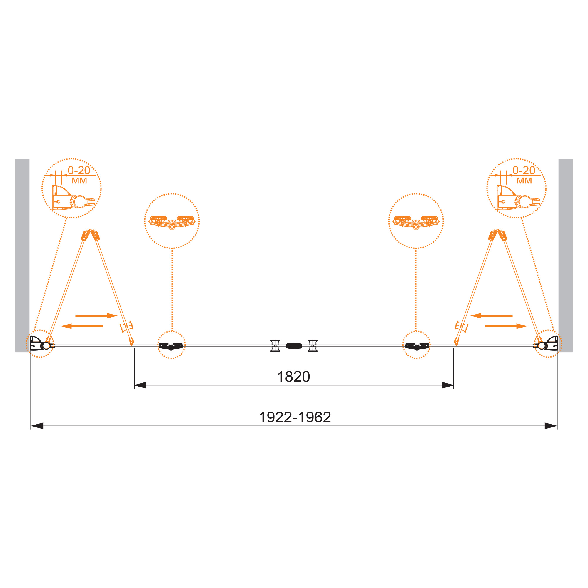 Приобрести cezares душевая дверь elena 200 см, хром elena-w-bs-22-200-p-cr