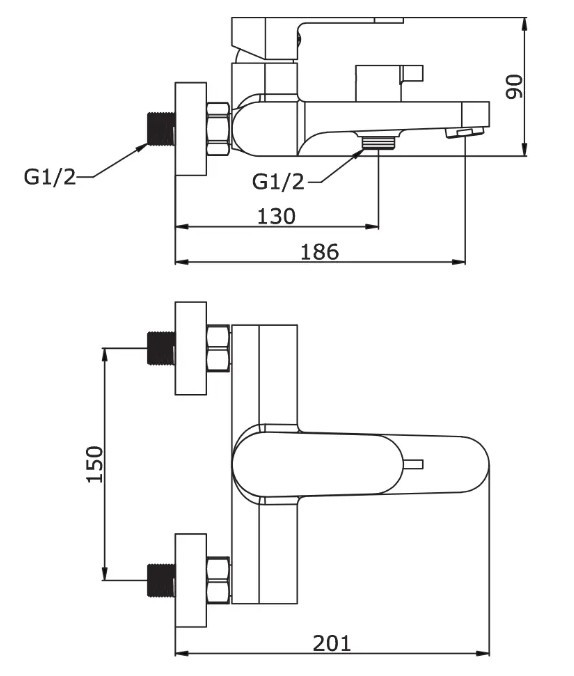 Приобрести смеситель для ванны vieir camomilla с ручным душем, хром v283531