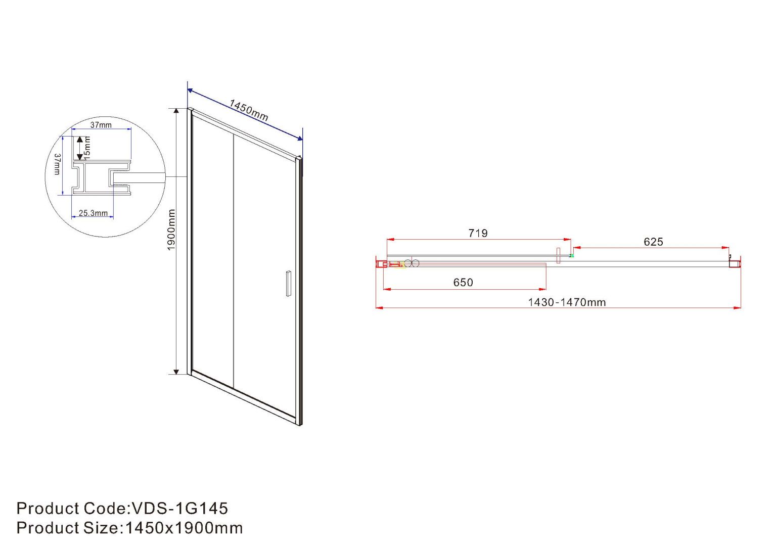 Приобрести vincea душевая дверь garda 145 см, прозрачное, черная vds-1g145clb