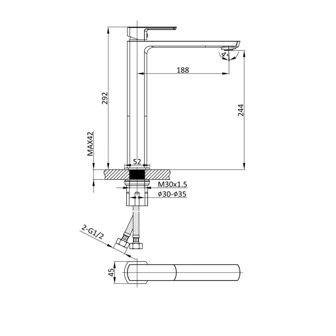 Приобрести vincea высокий смеситель для раковины next, оружейная сталь vbf-1n2gm