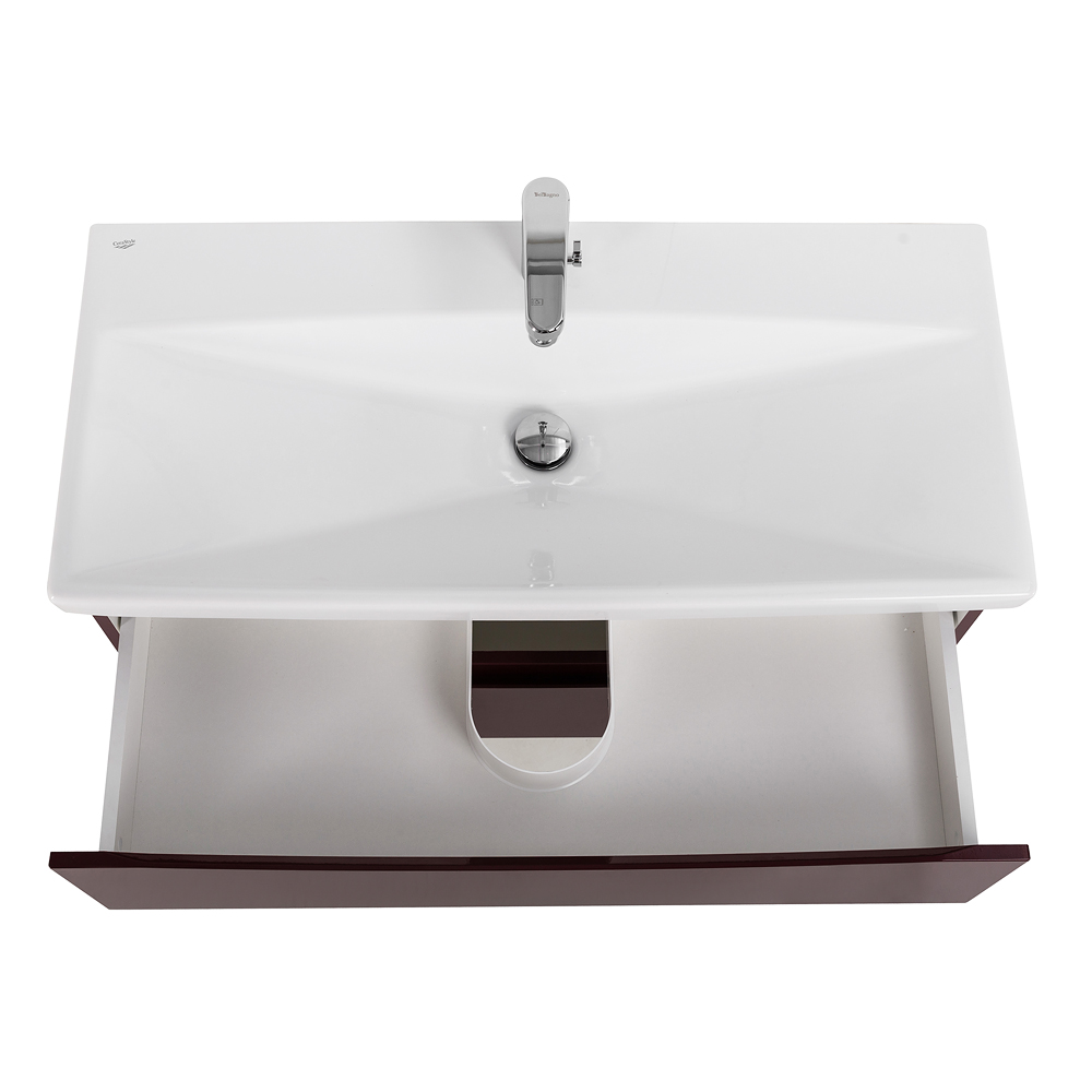 Приобрести belbagno тумба с раковиной marino-cer 90 см, подвесная bordo lucido, белая раковина