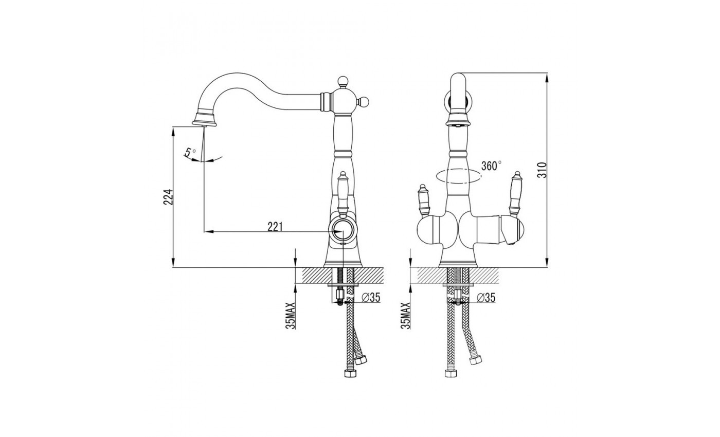Приобрести lemark смеситель для кухни villa с подключением к фильтру, бронза lm4858b