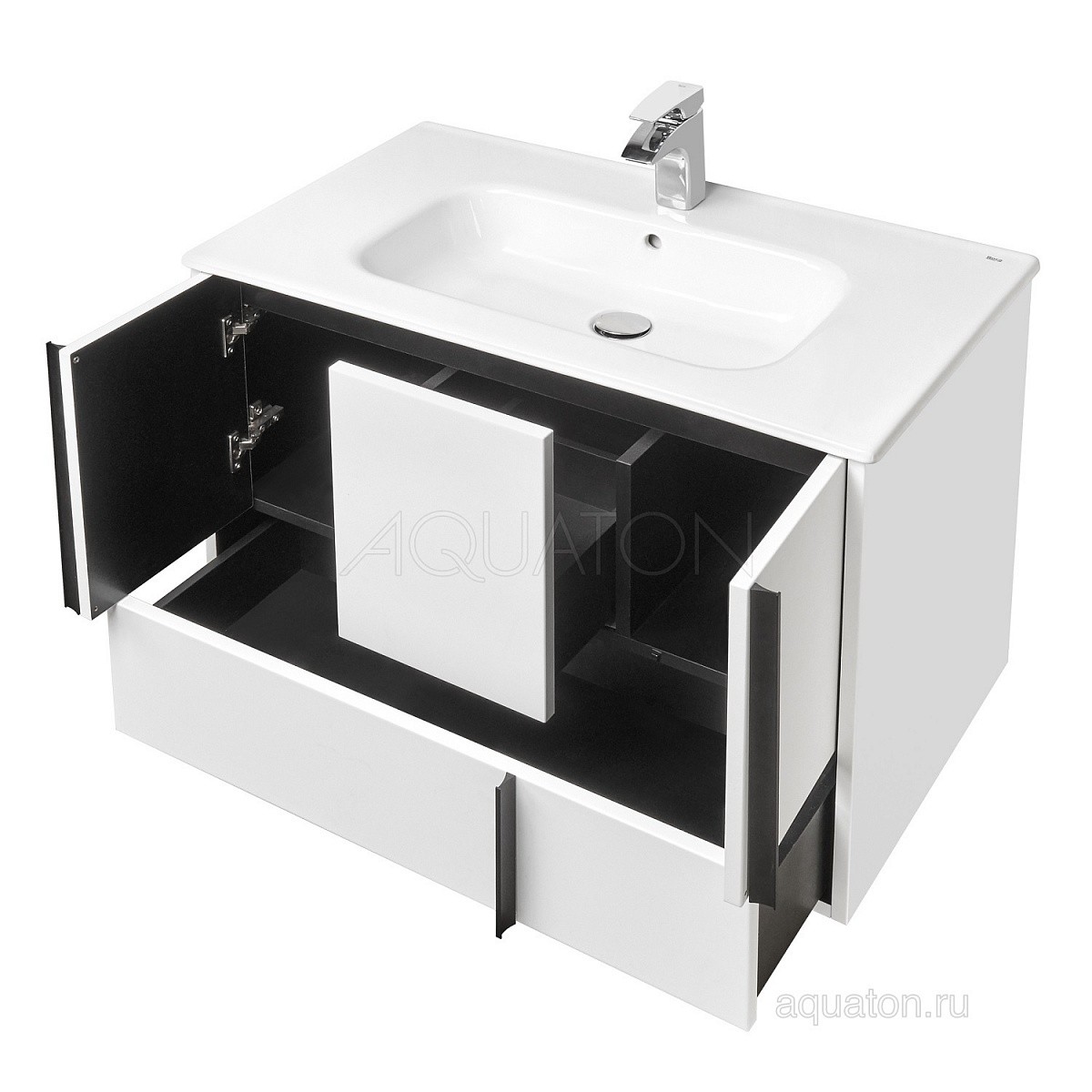 Приобрести тумба под раковину, подвесная акватон ривьера 80 см, белая 1a239001rvx20 