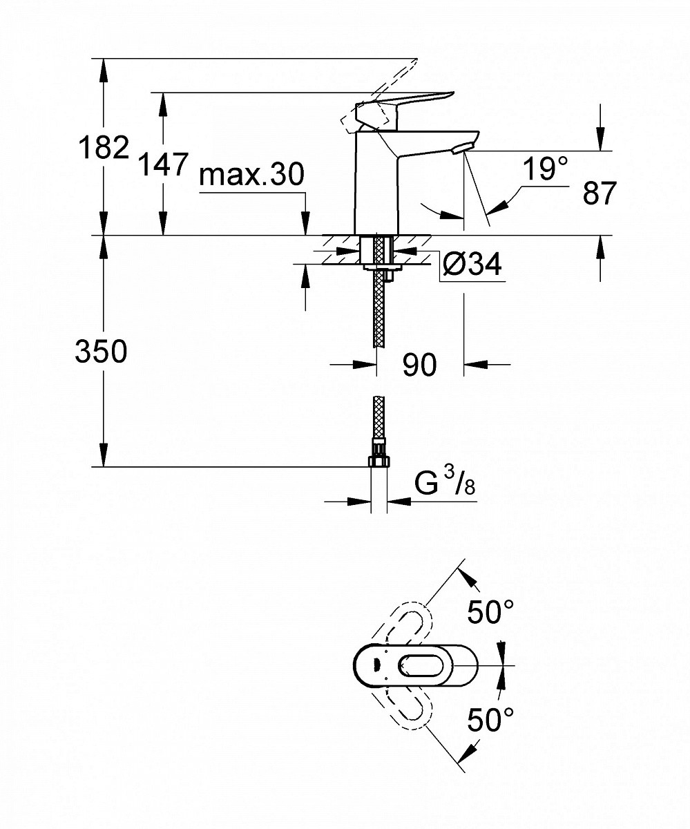 Приобрести смеситель однорычажный для раковины grohe bauloop dn 15 23337000
